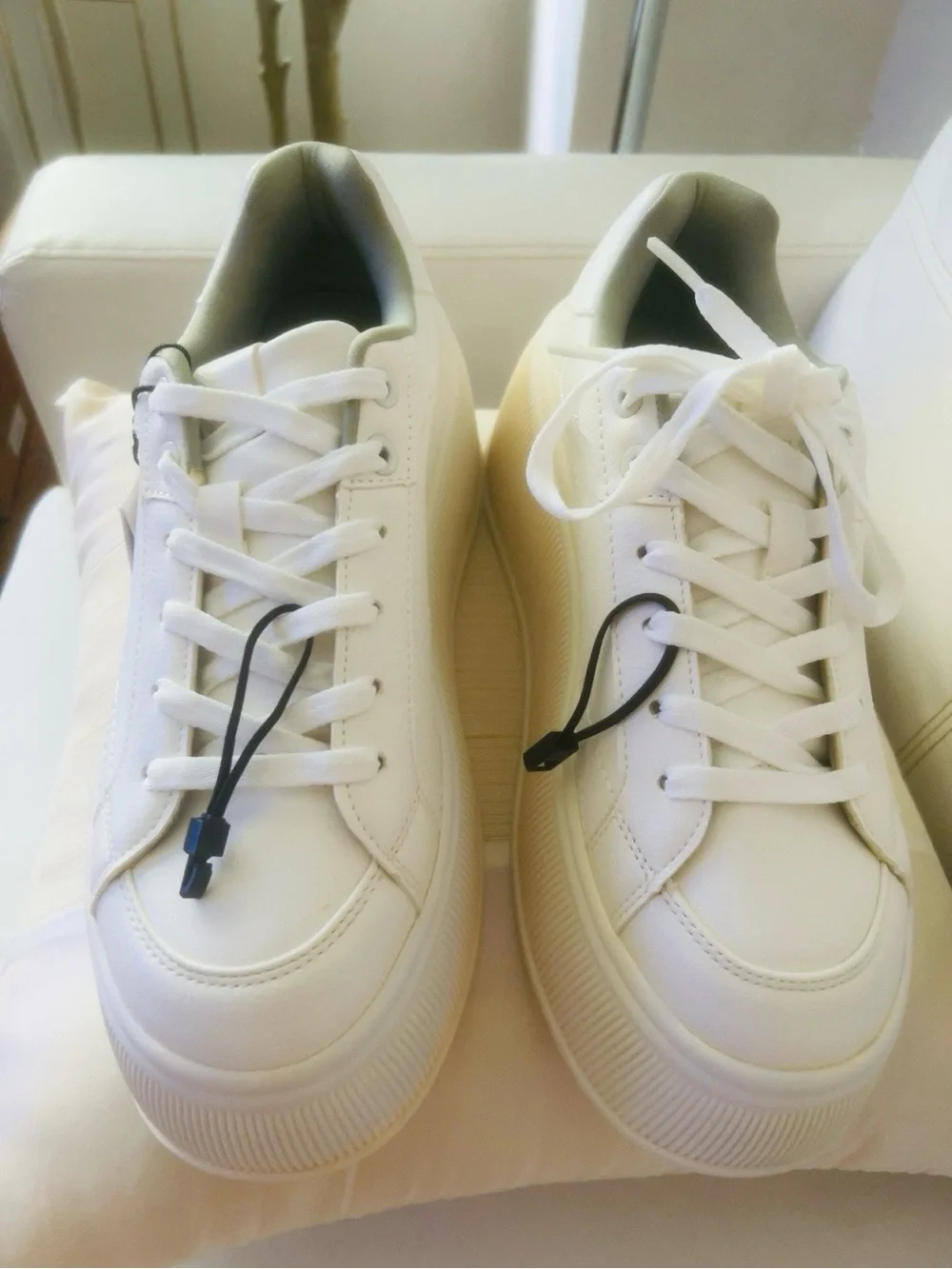 NEW. ZARA Women's White Platform Sneakers